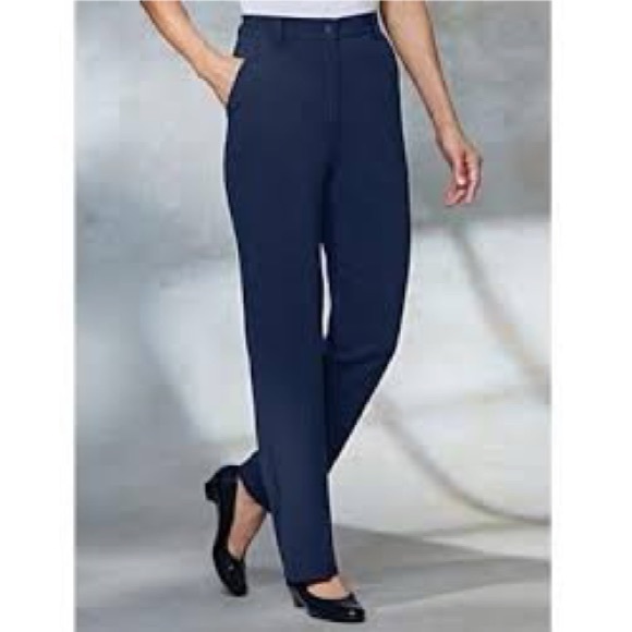 Sag Harbor Navy Stretch Straight Leg Pants - Picture 1 of 5